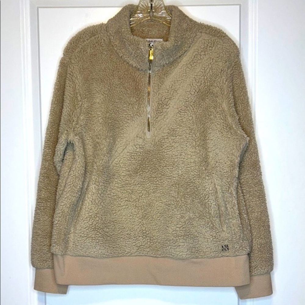 Calvin Klein Tan Sherpa Pull Over Sweatshirt Size Medium
